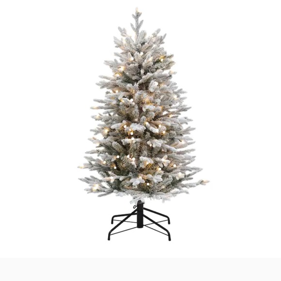 Holiday Living 4.5-ft Essex Fir Pre-lit Traditional Slim Flocked Christmas Tree - Picture 1 of 6